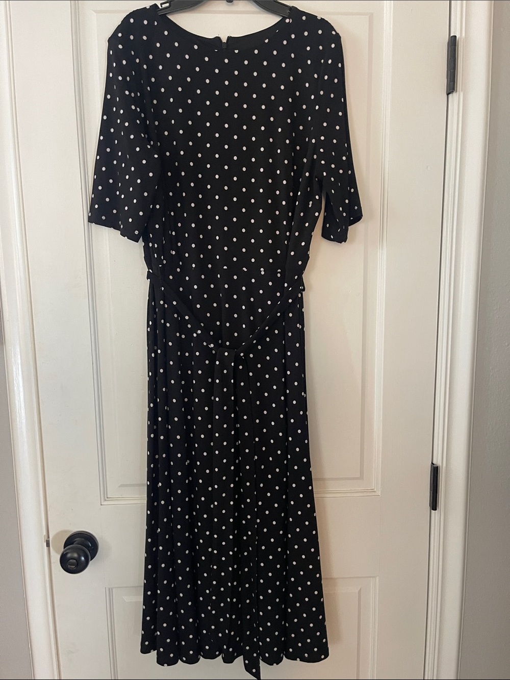 Anne Klein Black Midi Dress with White Polka Dots